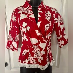 Talbots Red Floral Women's Top size 2P